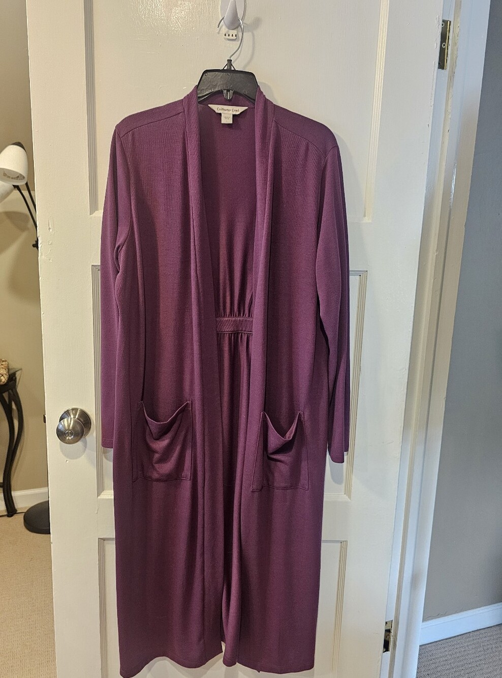 Eileen Fisher Purple Long Open-Front Cardigan Duster.